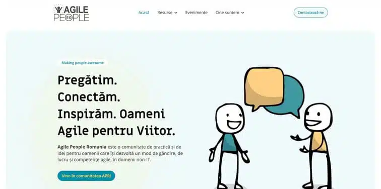 Website Agile People Romania — platformă comunitate și training agile, proiect site WordPress custom