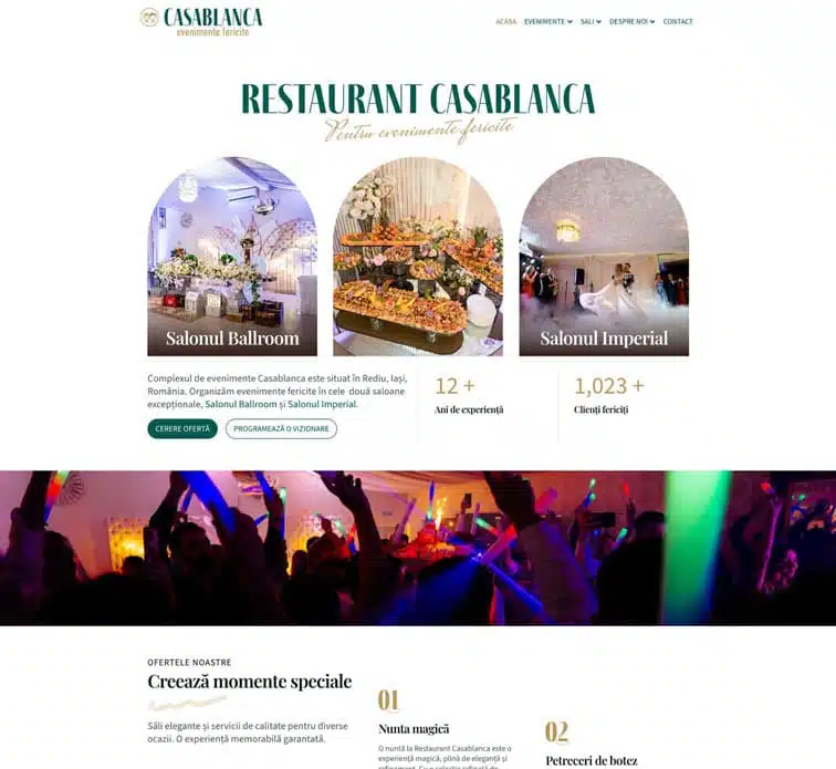 Website Restaurant Casablanca Iași — site prezentare restaurant și evenimente, proiect WordPress personalizat