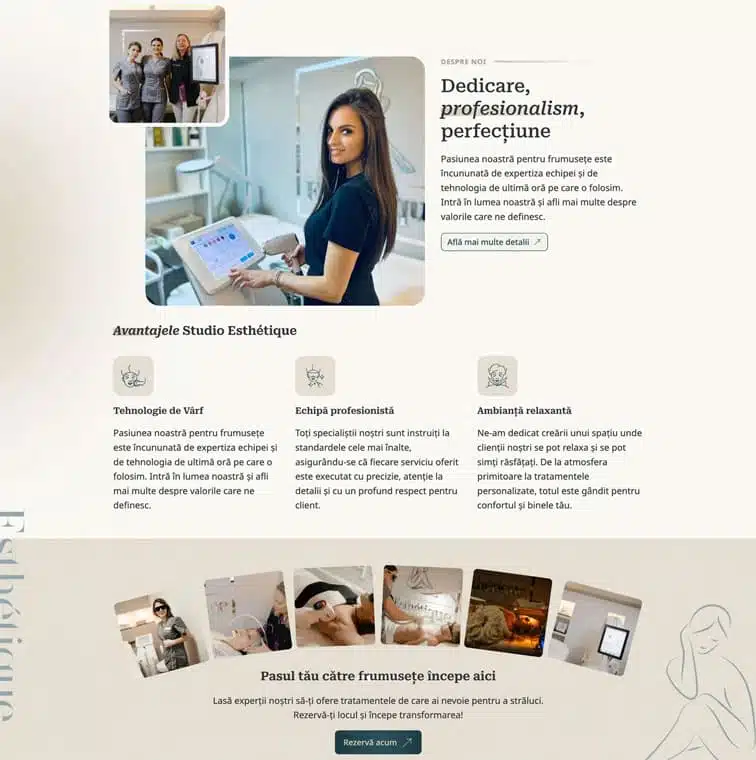 Website Studio Esthétique — salon de estetică și frumusețe, proiect web design WordPress custom